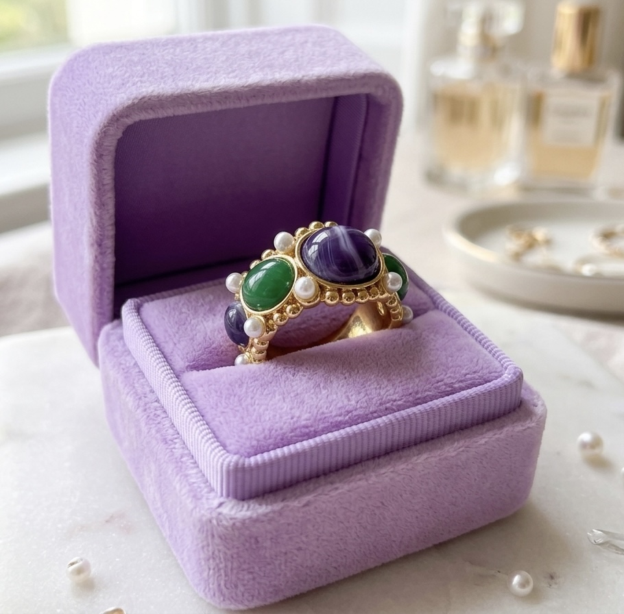 Gemstone Pearl Statement Ring