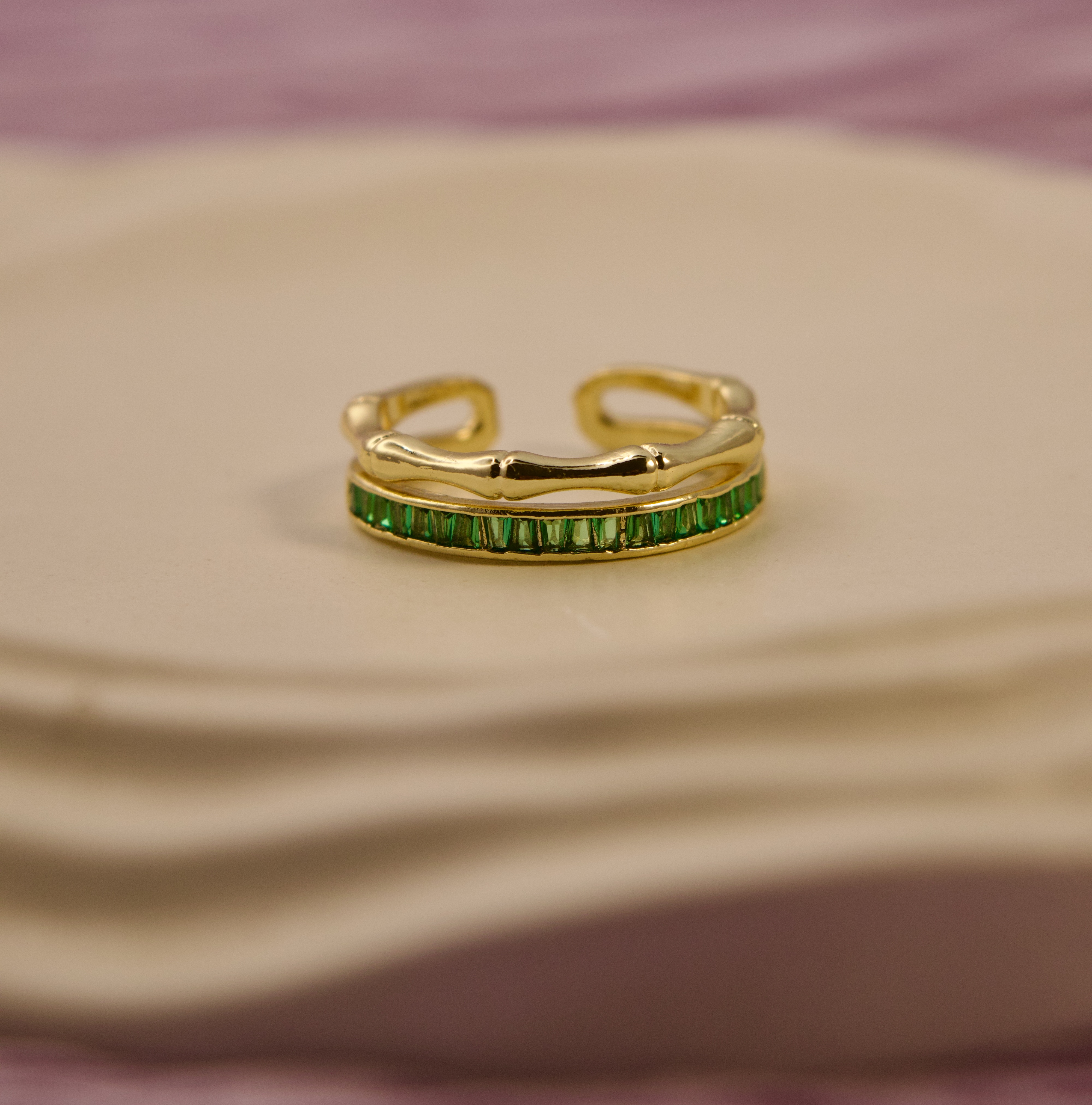 Emerald Bamboo Ring 