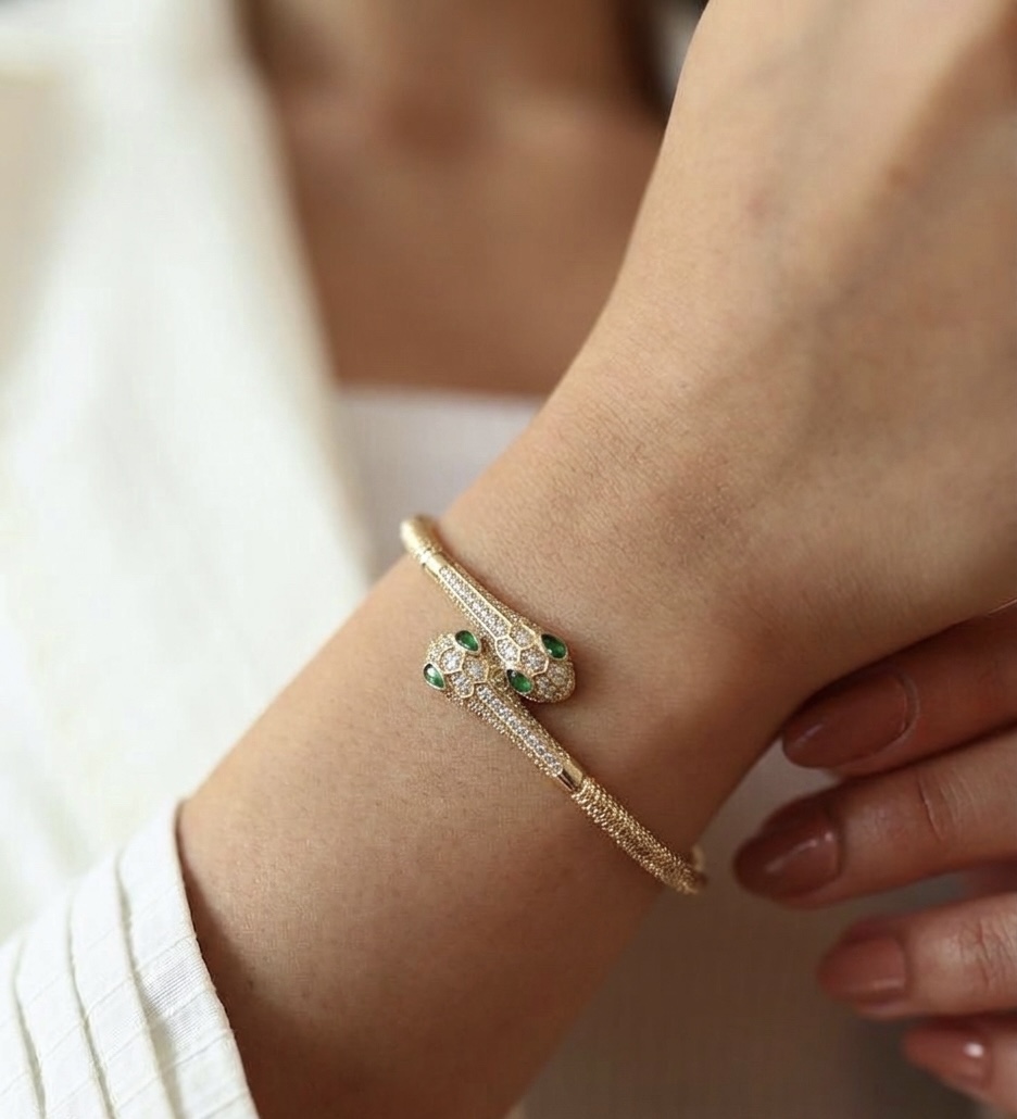 Elegant Gold Panther Bangle