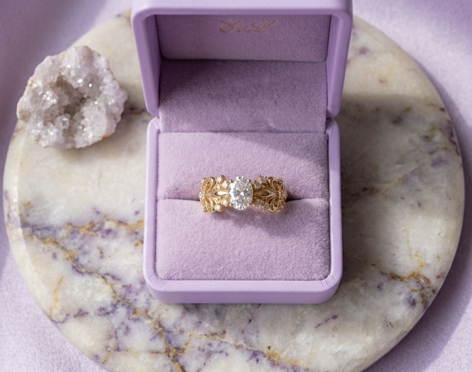 Gold Floral Engagement Ring