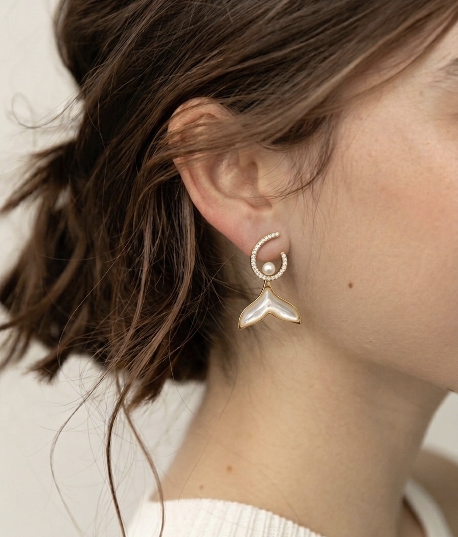 Pearl Mermaid Tail Earrings