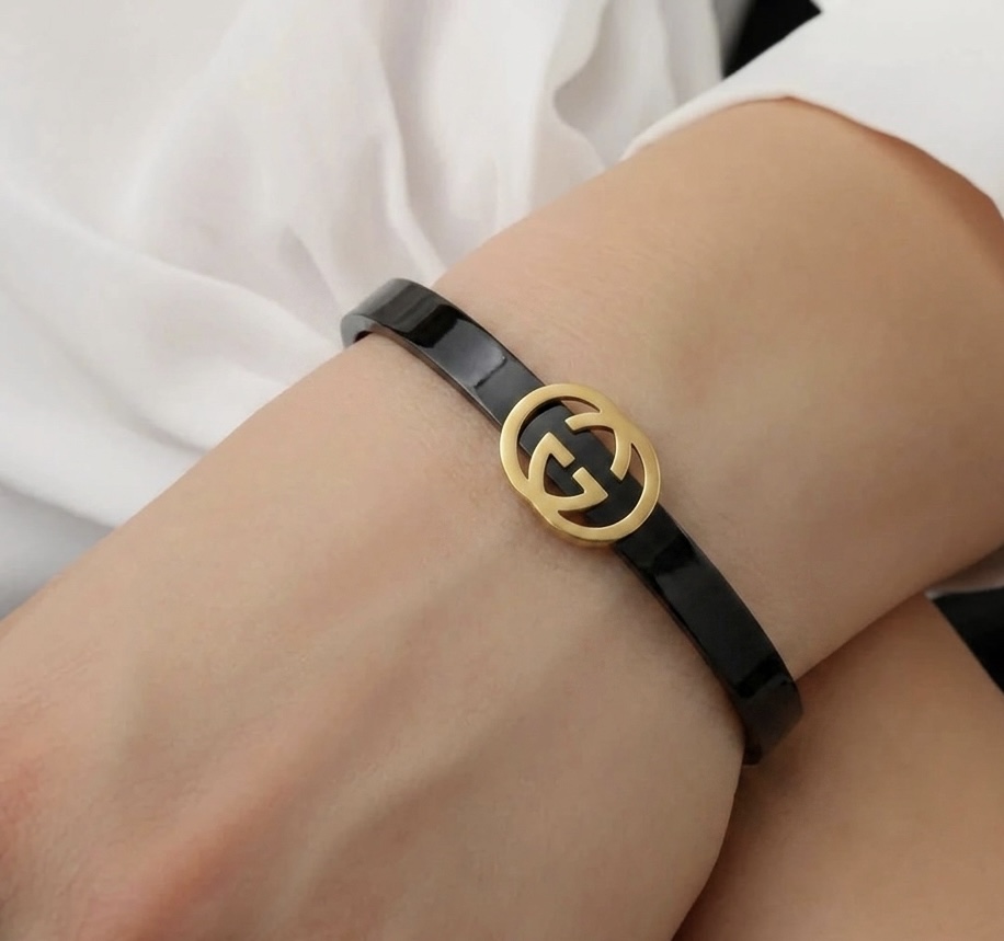 Elegant Black Gold-Tone Bracelet