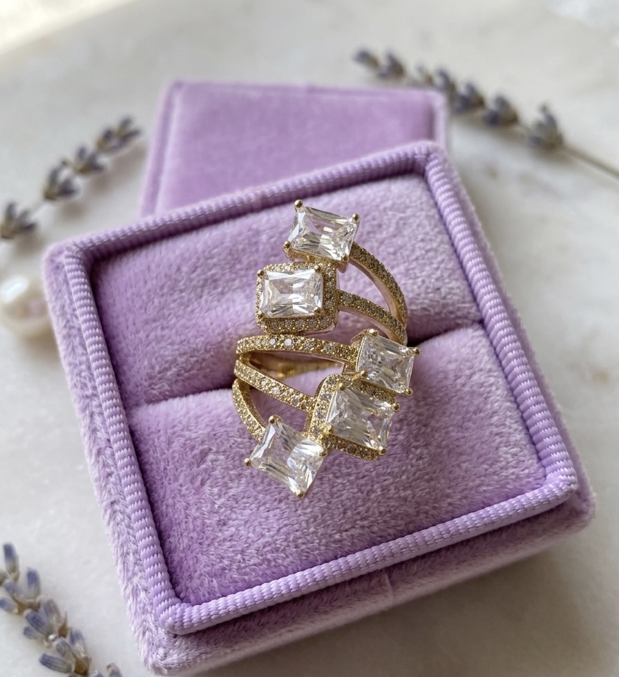 Sparkling Princess Cut Statement Ring