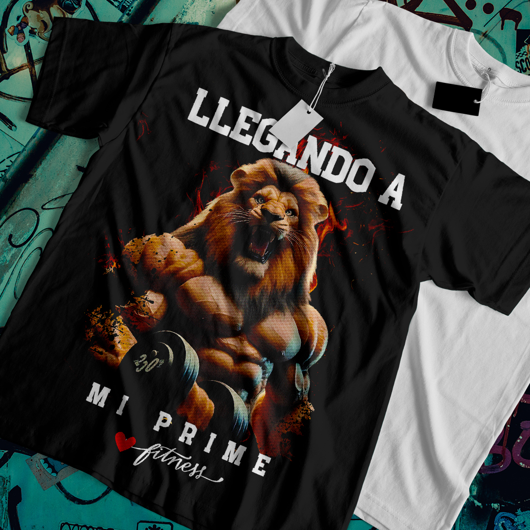 Camiseta de fitness con estampado de león