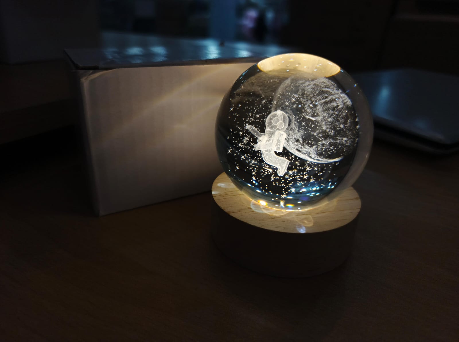 3D Ball Crystal Glass LED Table Lamp