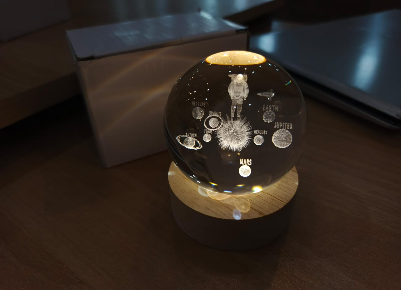 3D Ball Crystal Glass LED Table Lamp