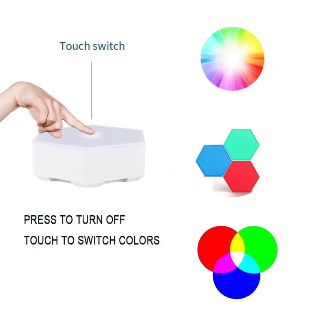 6pcs set Hexagon touch and remote control RGB lights with remote 