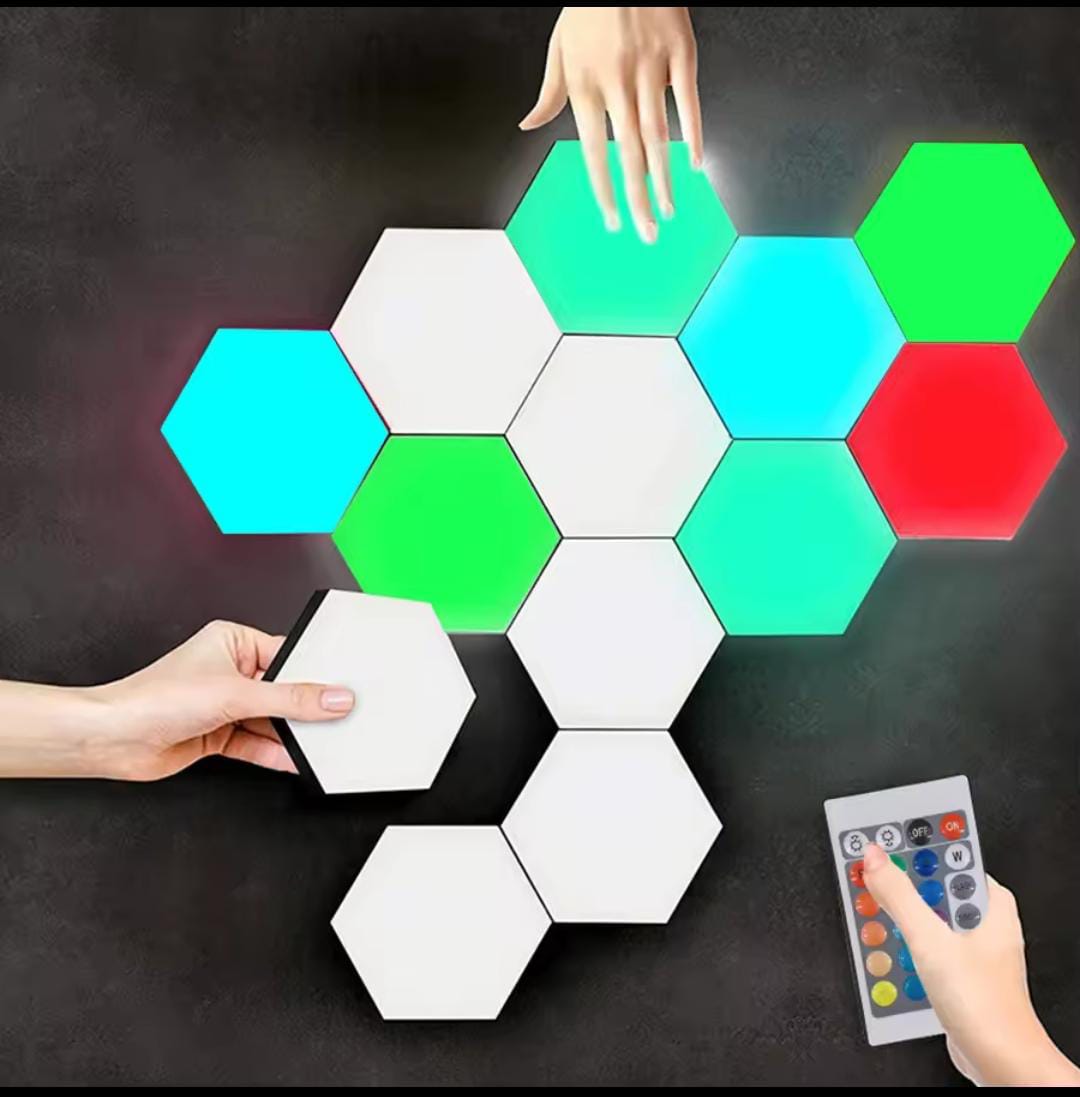 6pcs set Hexagon touch and remote control RGB lights with remote 