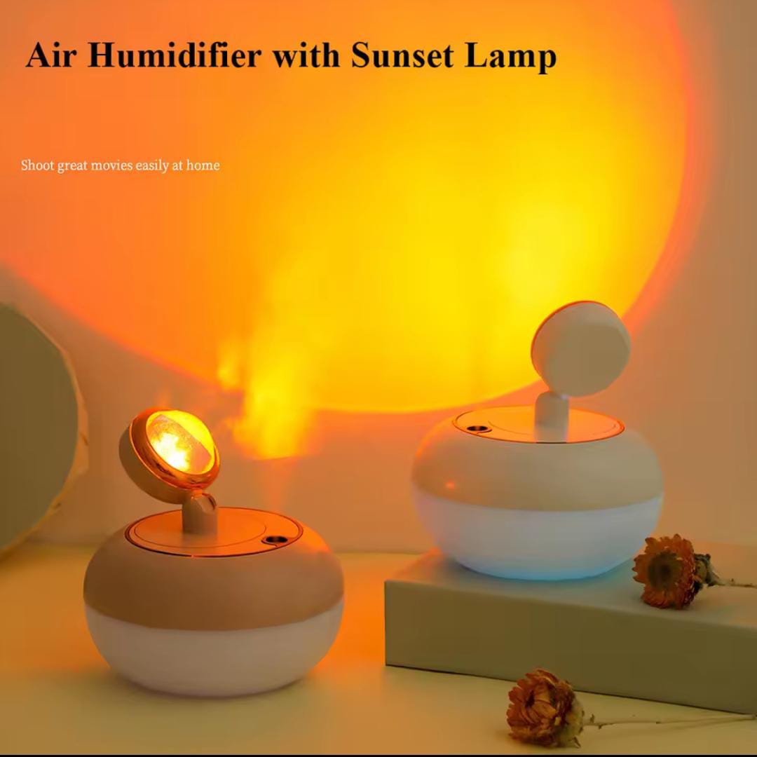 2 in 1 Mini Air Humidifier with Sunset Lamp