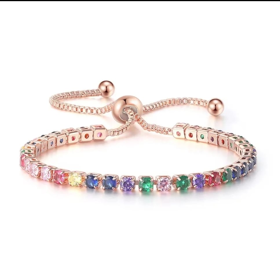 Pulsera de piedras multicolor rosado