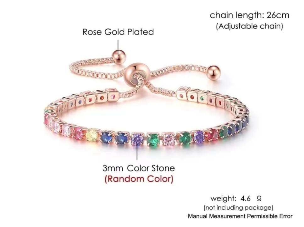 Pulsera dorada con piedras multicolores
