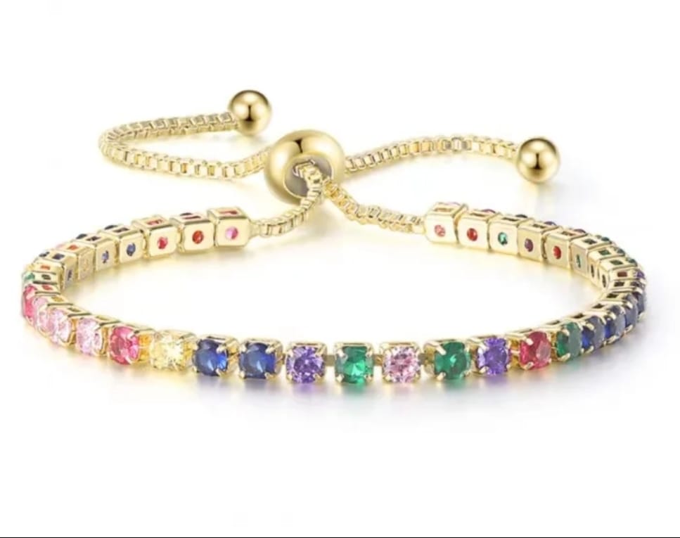 Pulsera dorada con piedras multicolores