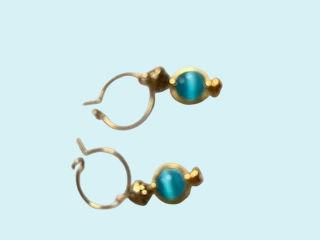 Boucles d'oreille agate bleue, cuivre