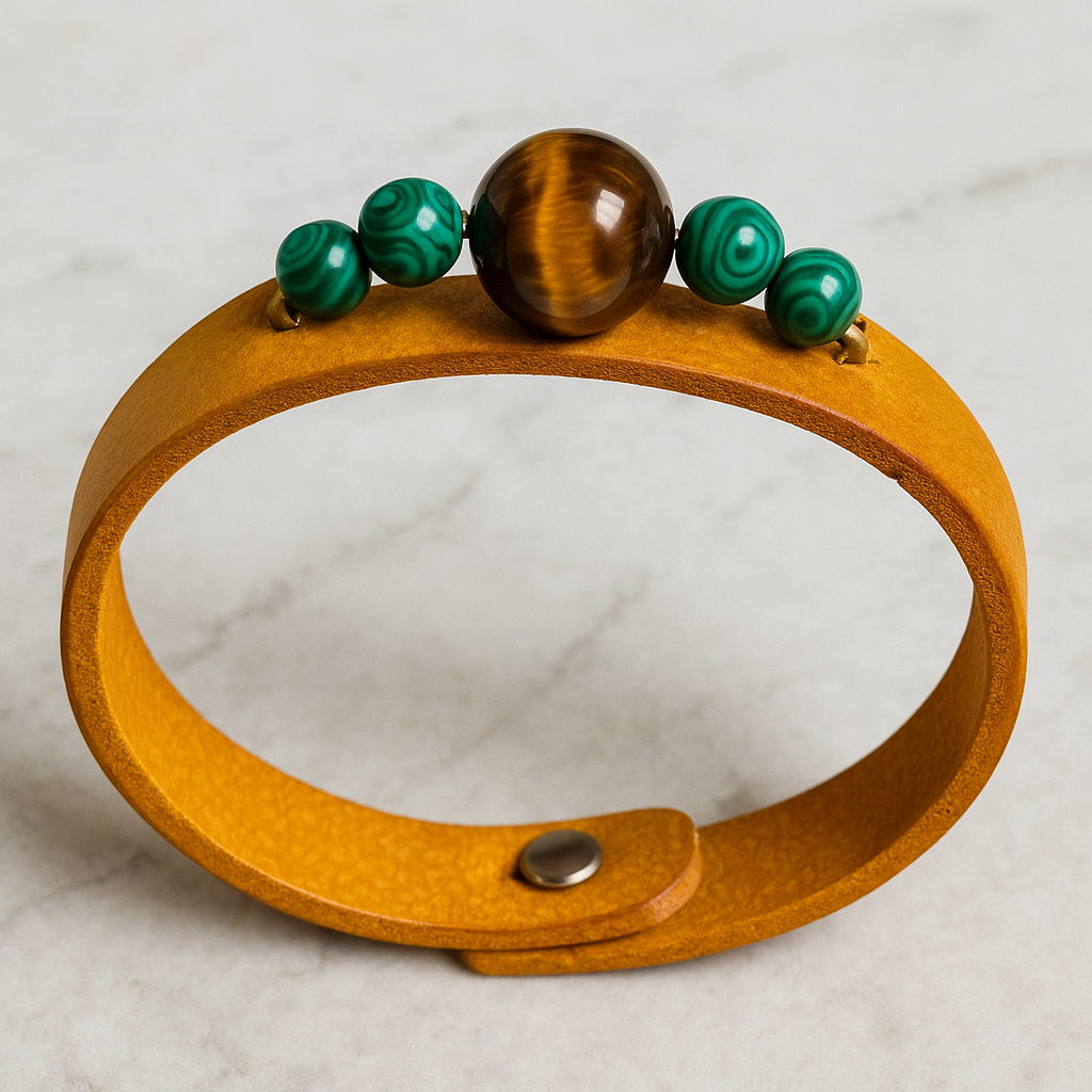Bracelet en cuir et perles