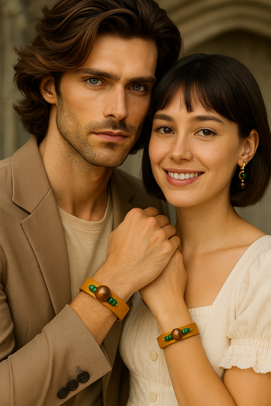 Bracelet en cuir et perles