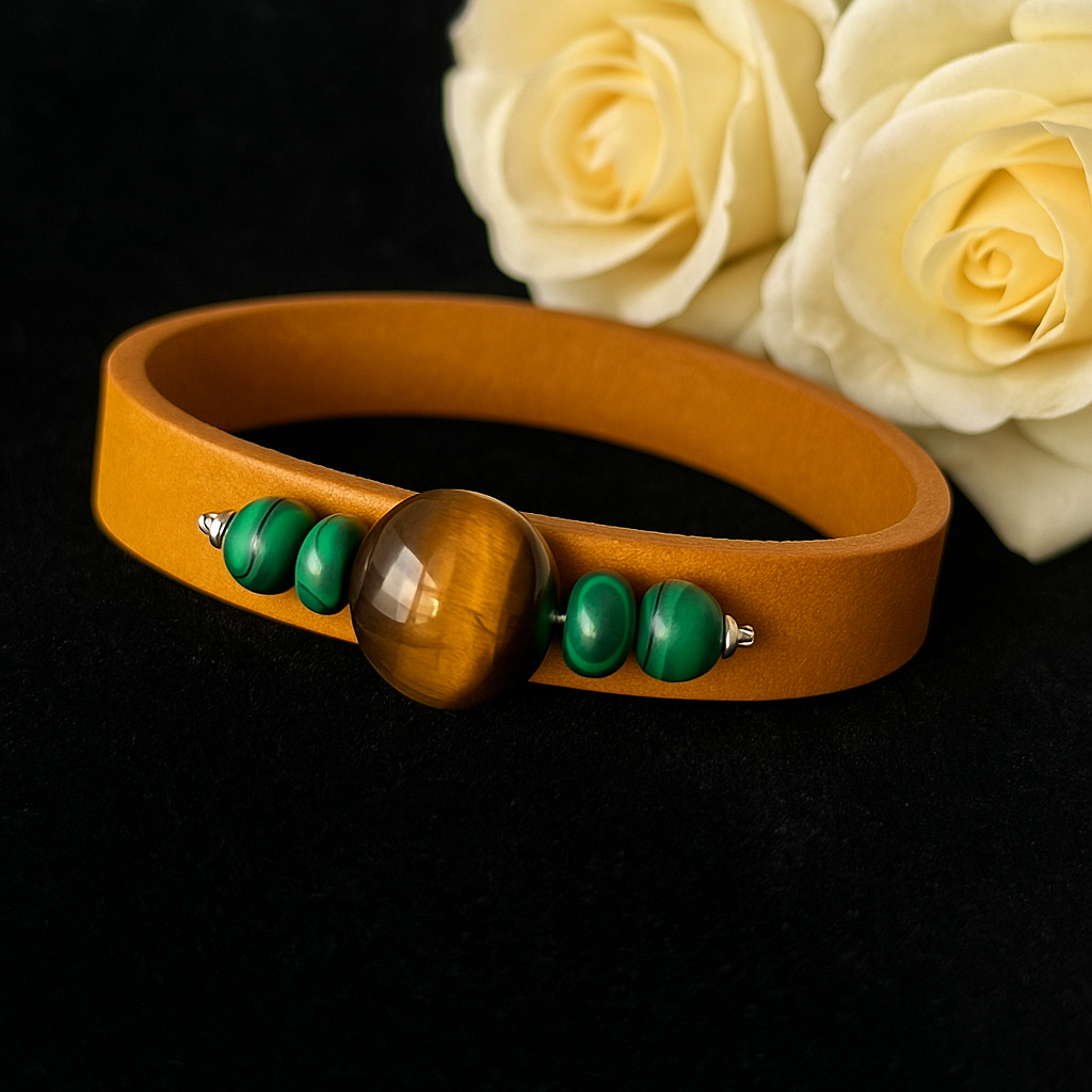 Bracelet en cuir et perles