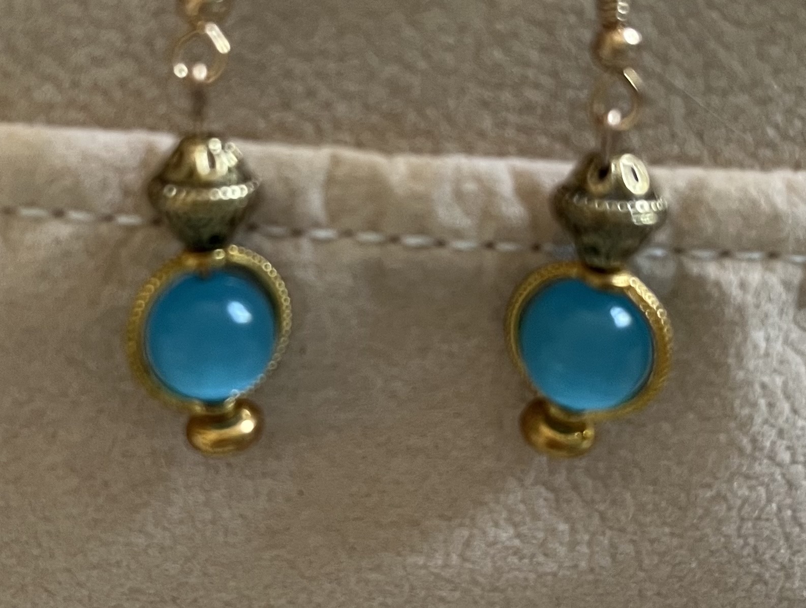 Boucles d'oreille agate bleue, cuivre