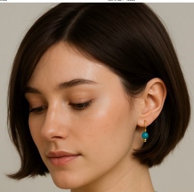 Boucles d'oreilles dorées  agate bleue