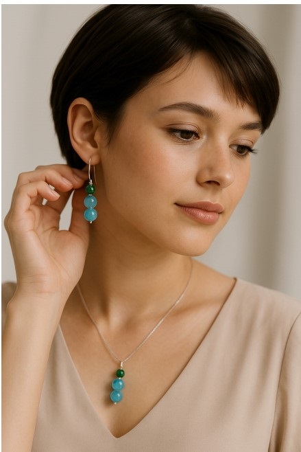 Boucles d'oreilles en pierres agate bleue