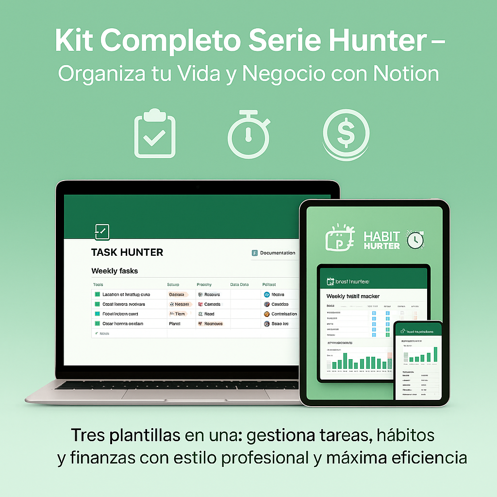 Kit Completo Serie Hunter Notion | Organiza tu Vida y Negocio