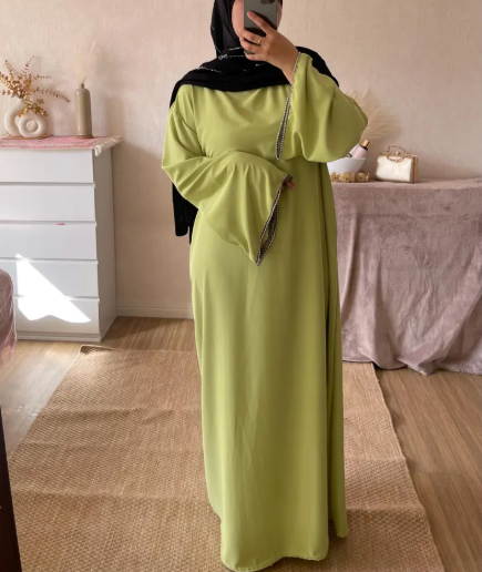 ABAYA MANCHES STRASS