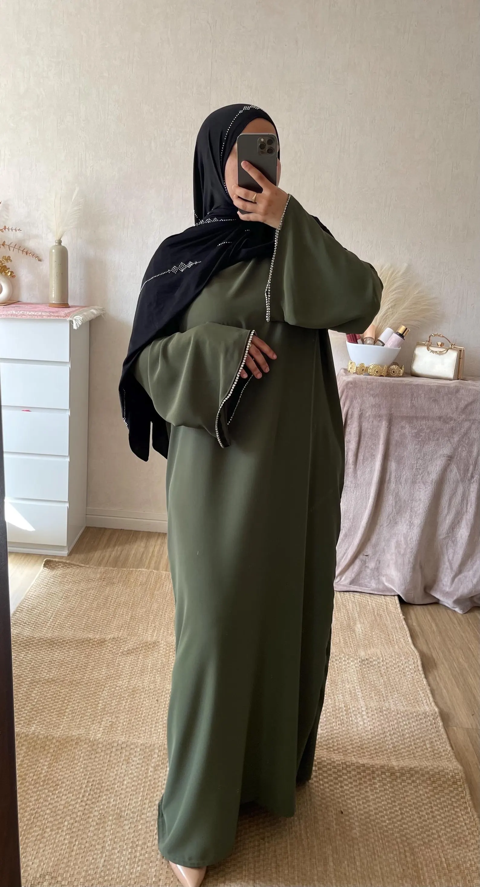 ABAYA MANCHES STRASS