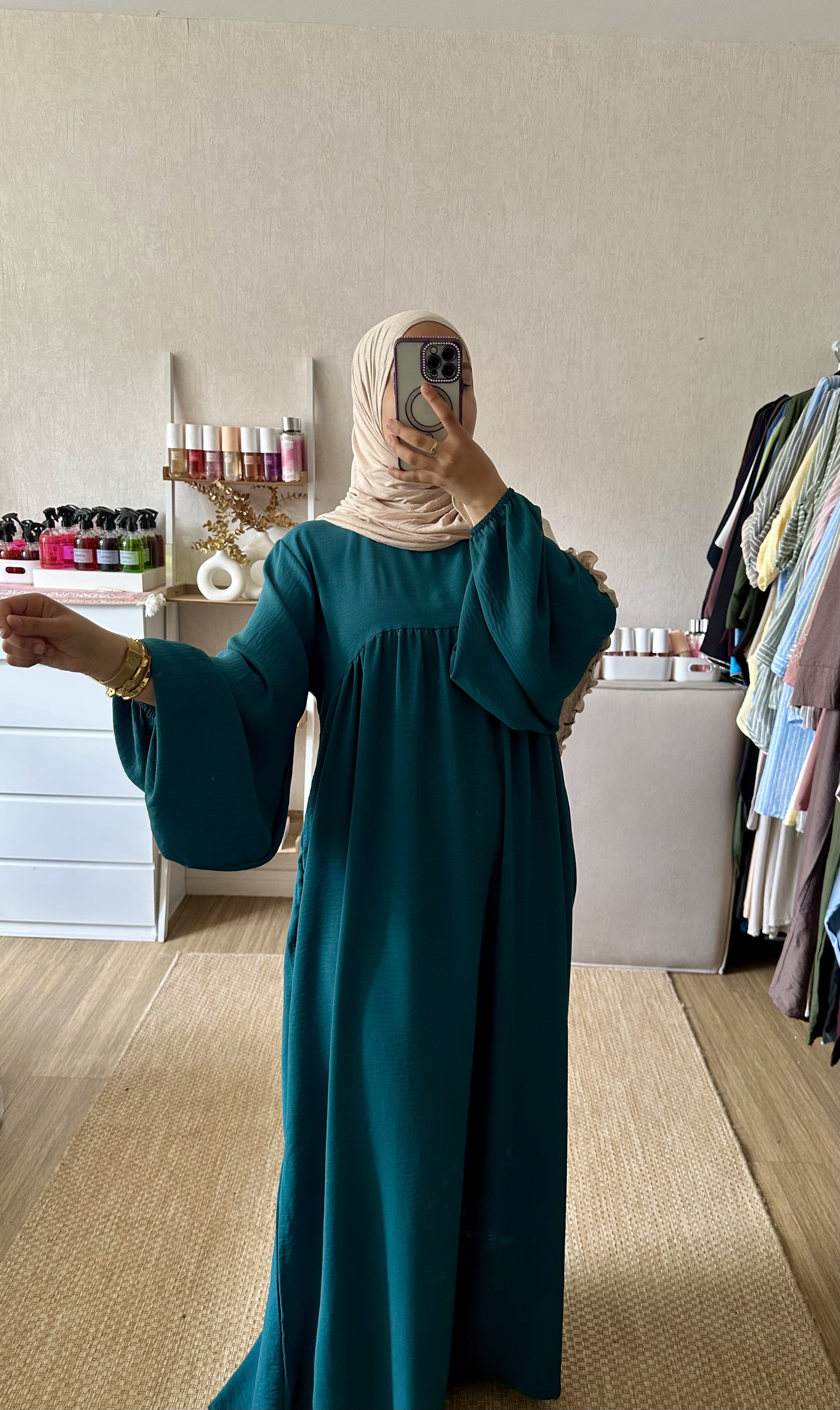 Abaya manches bouffantes 