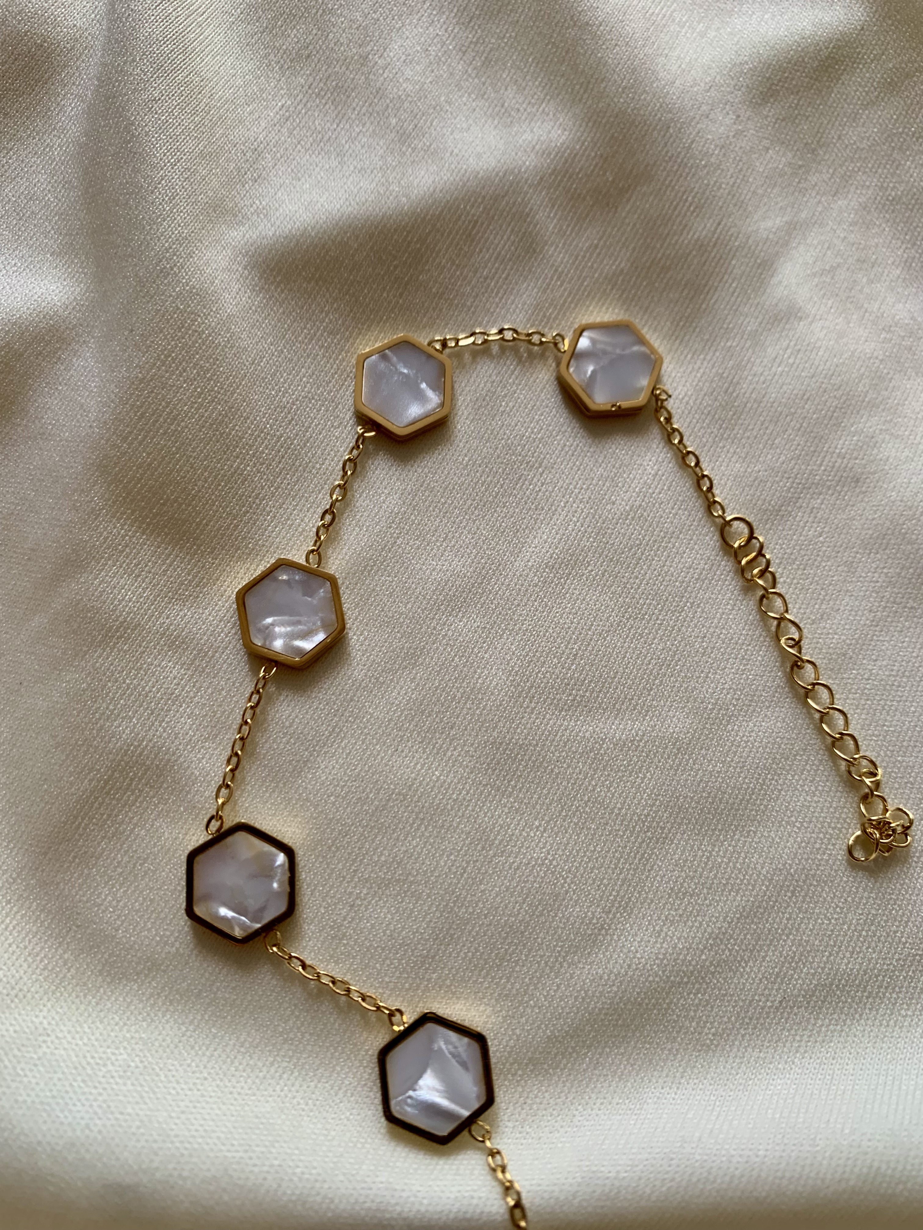 Bracelet hexagone nacré