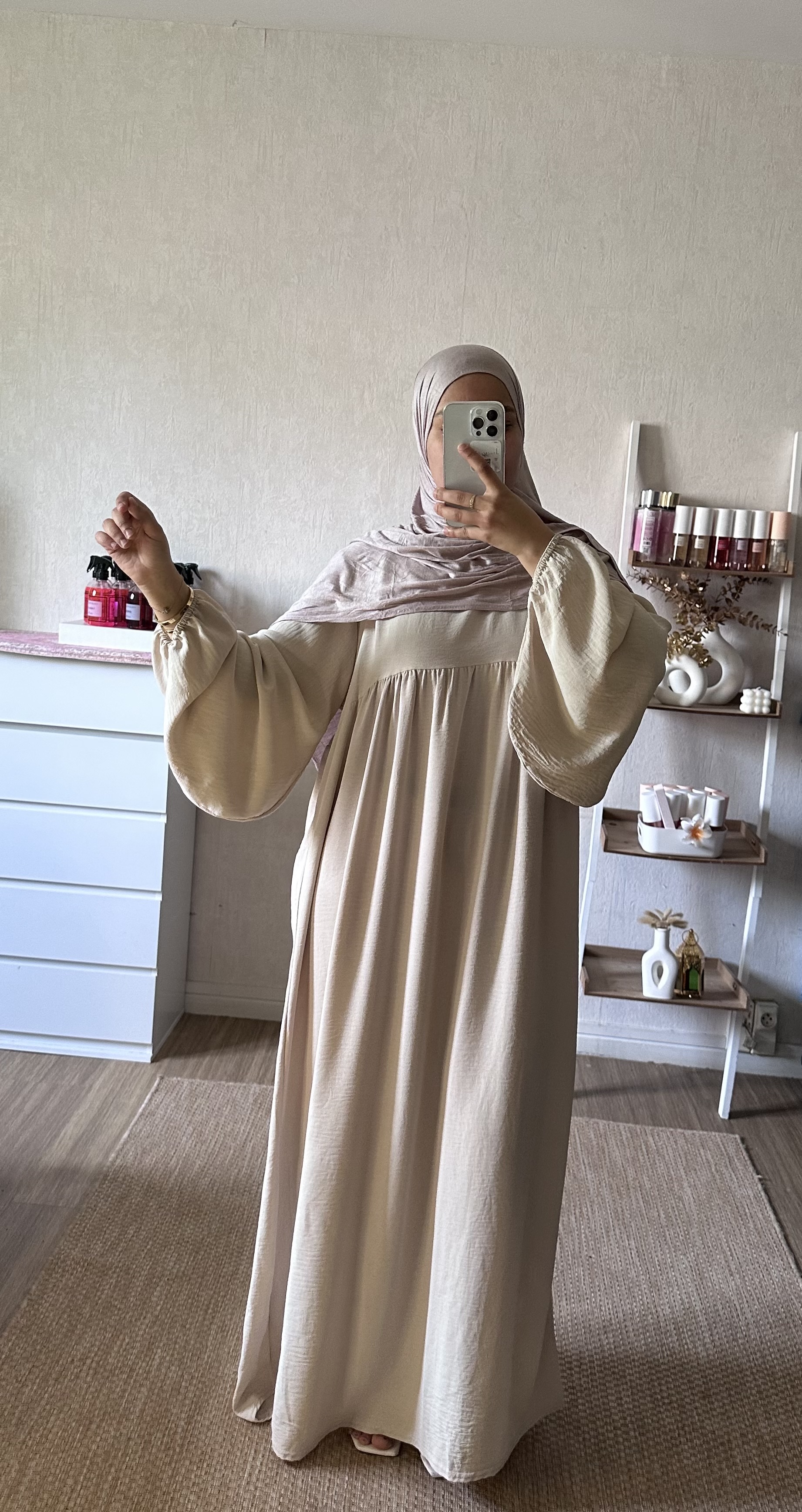 Abaya manches bouffantes 