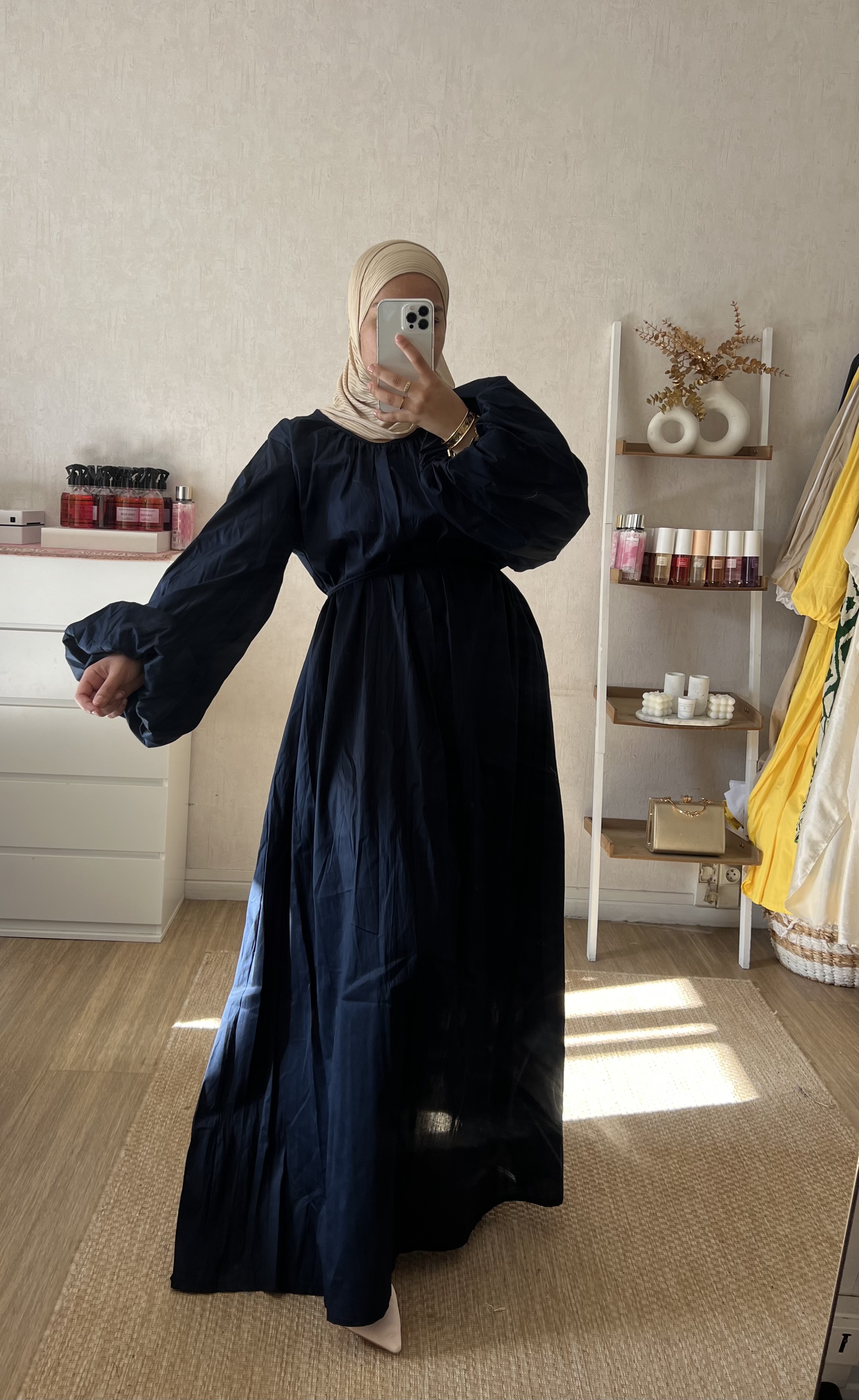 Robe popeline manches ballon 