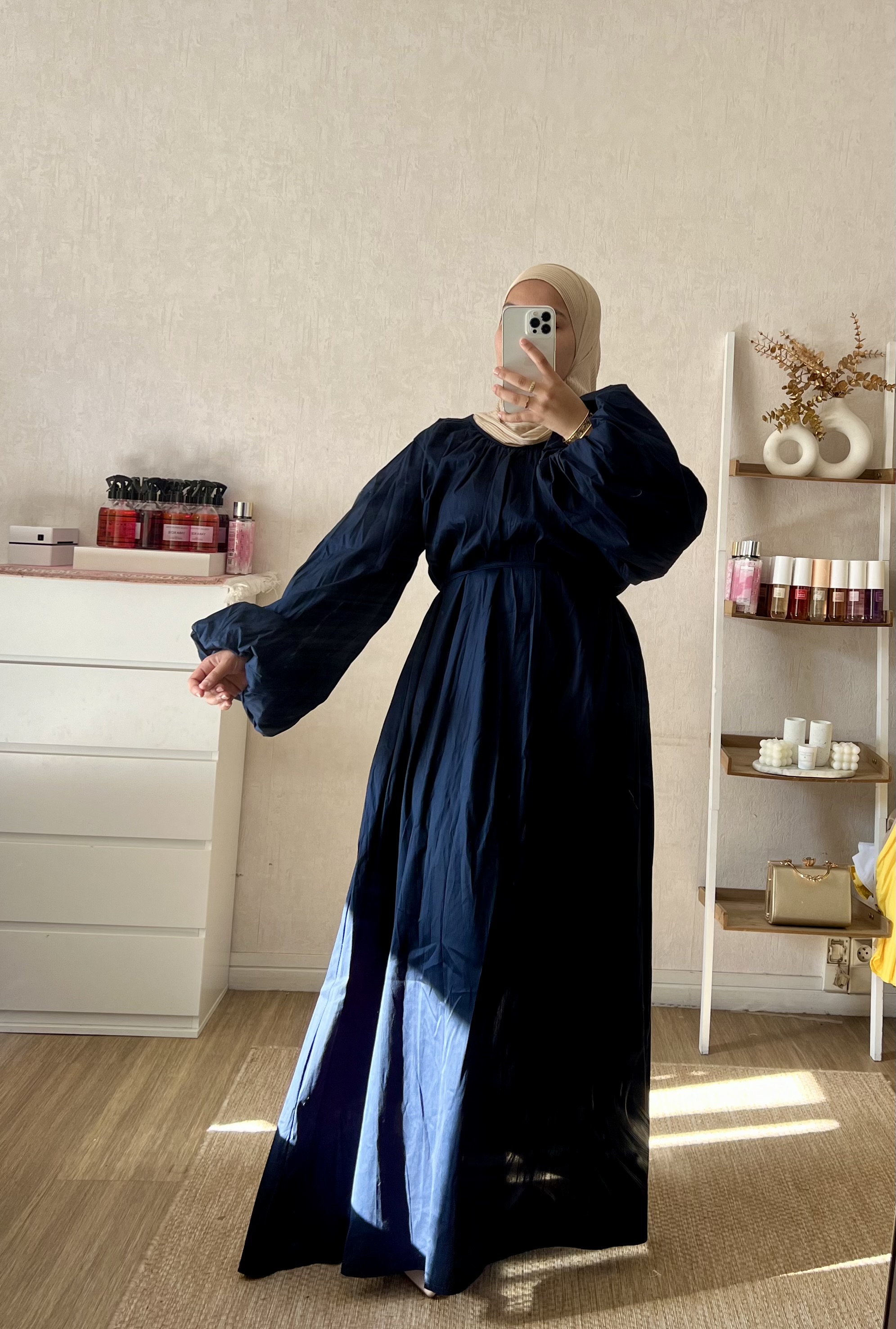 Robe popeline manches ballon 