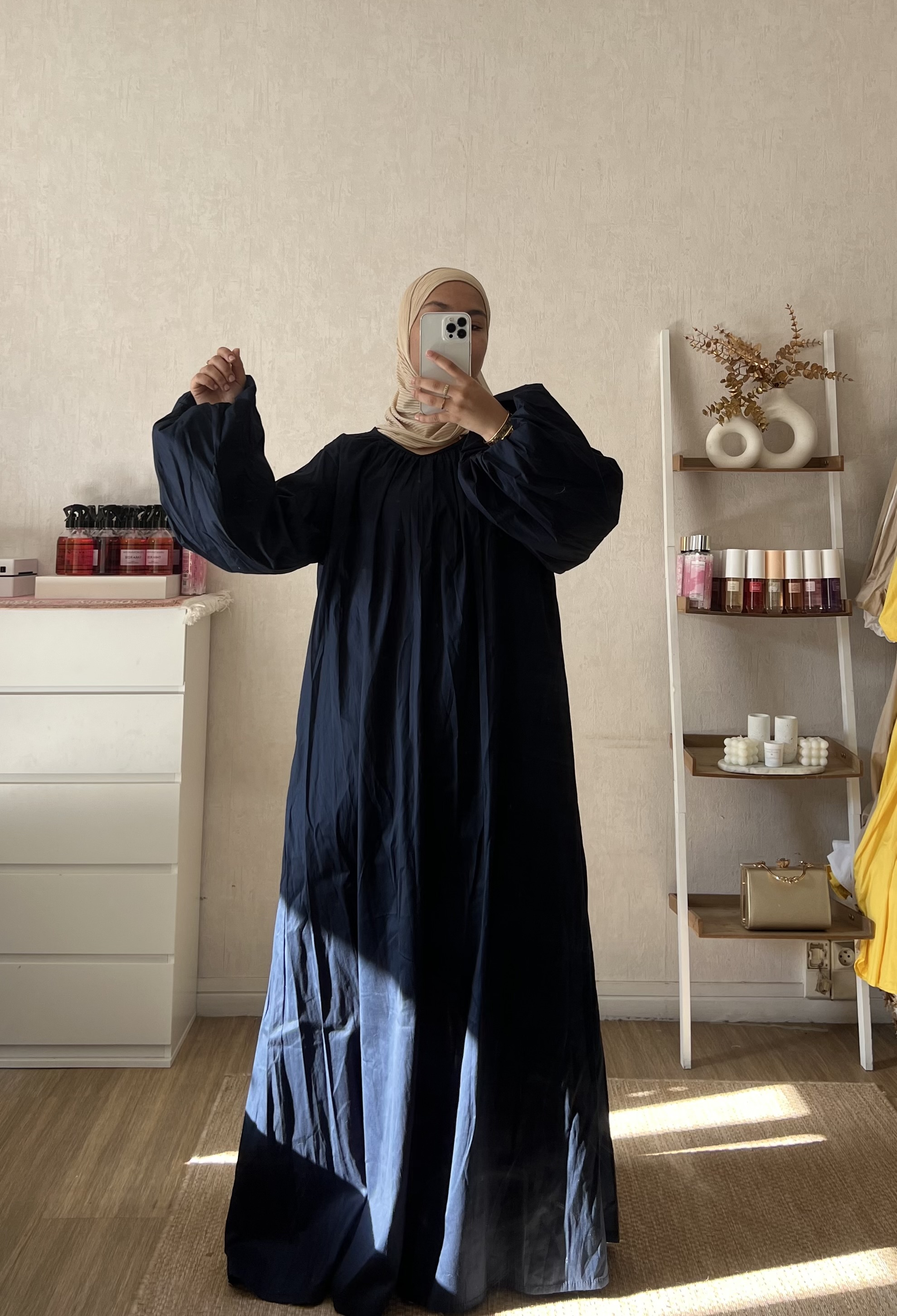 Robe popeline manches ballon 