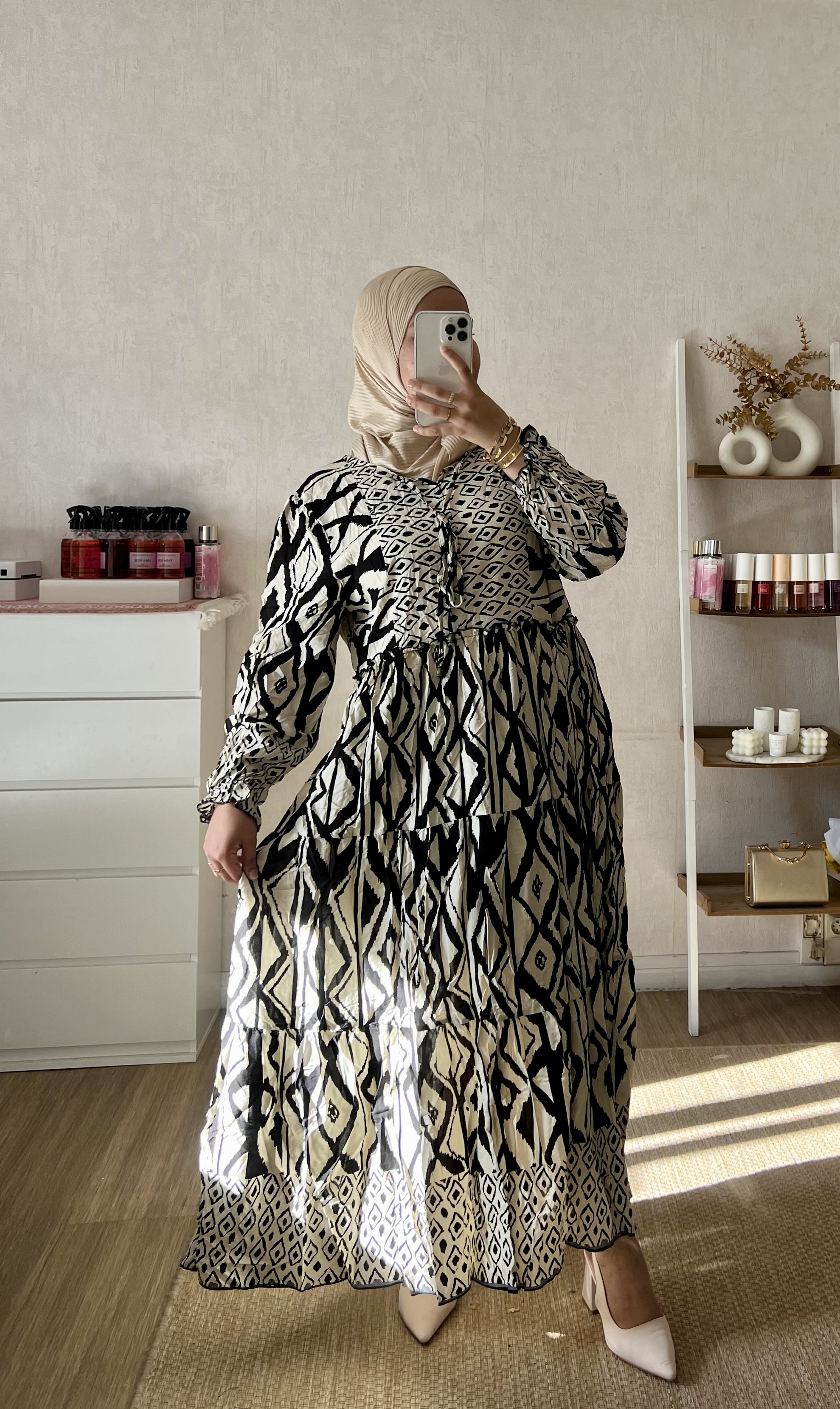 Robe longue à motifs ethniques coton