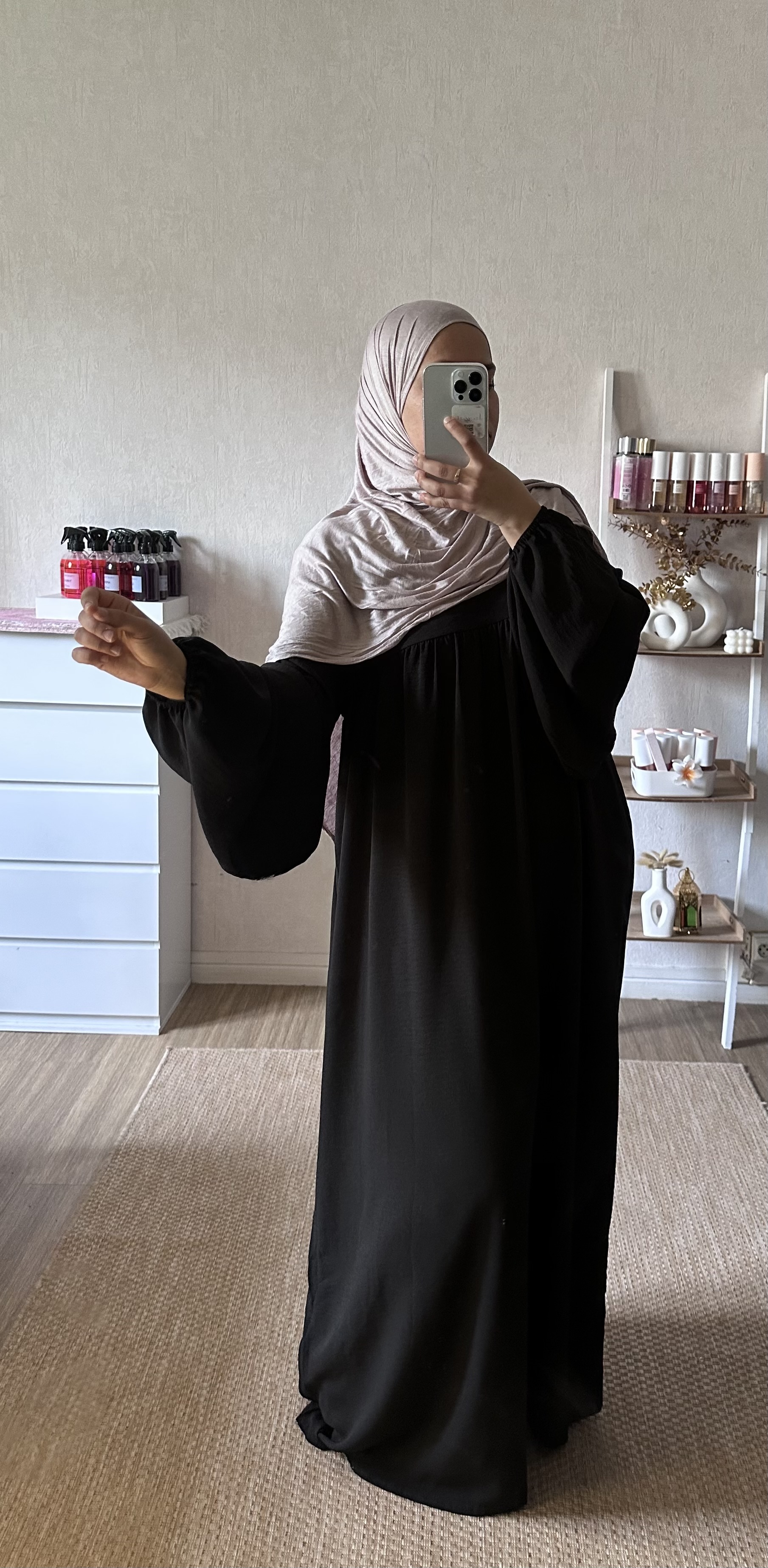 Abaya manches bouffantes 