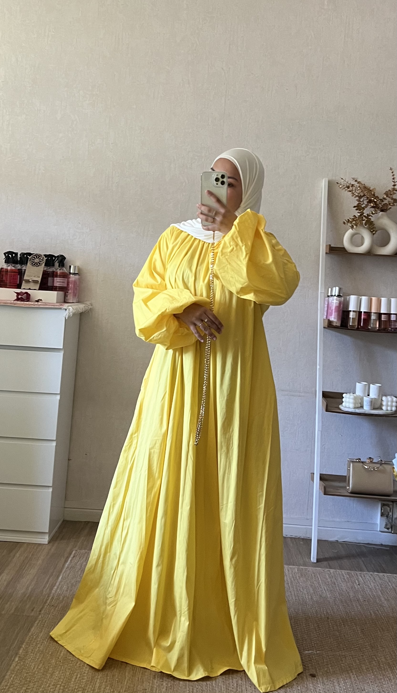 Robe popeline manches ballon 