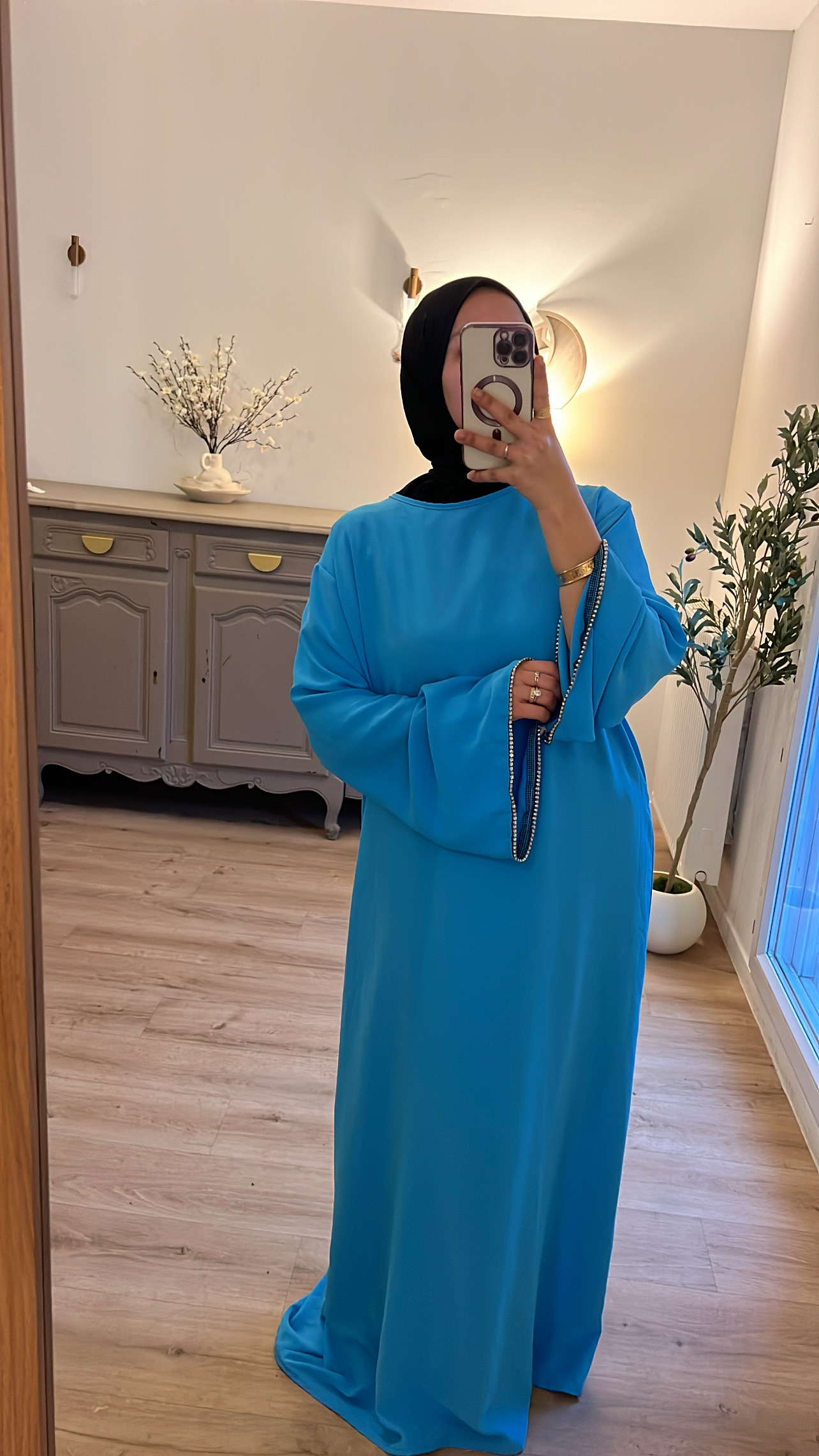 ABAYA MANCHES STRASS