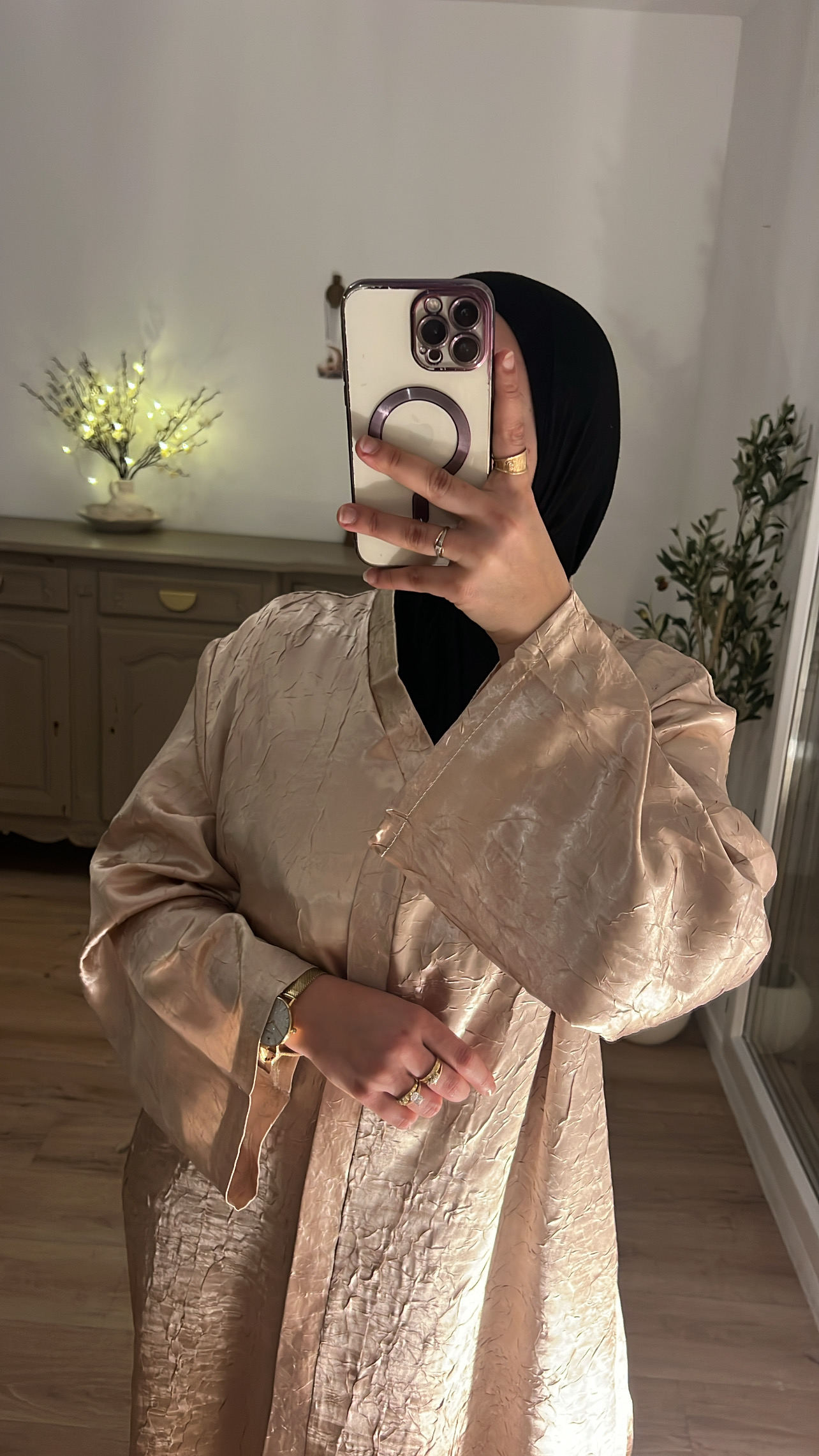 Abaya satinée effet froissée