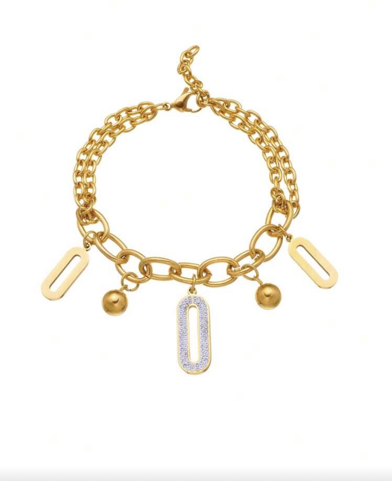 Bracelet fantaisie doré à pendentifs