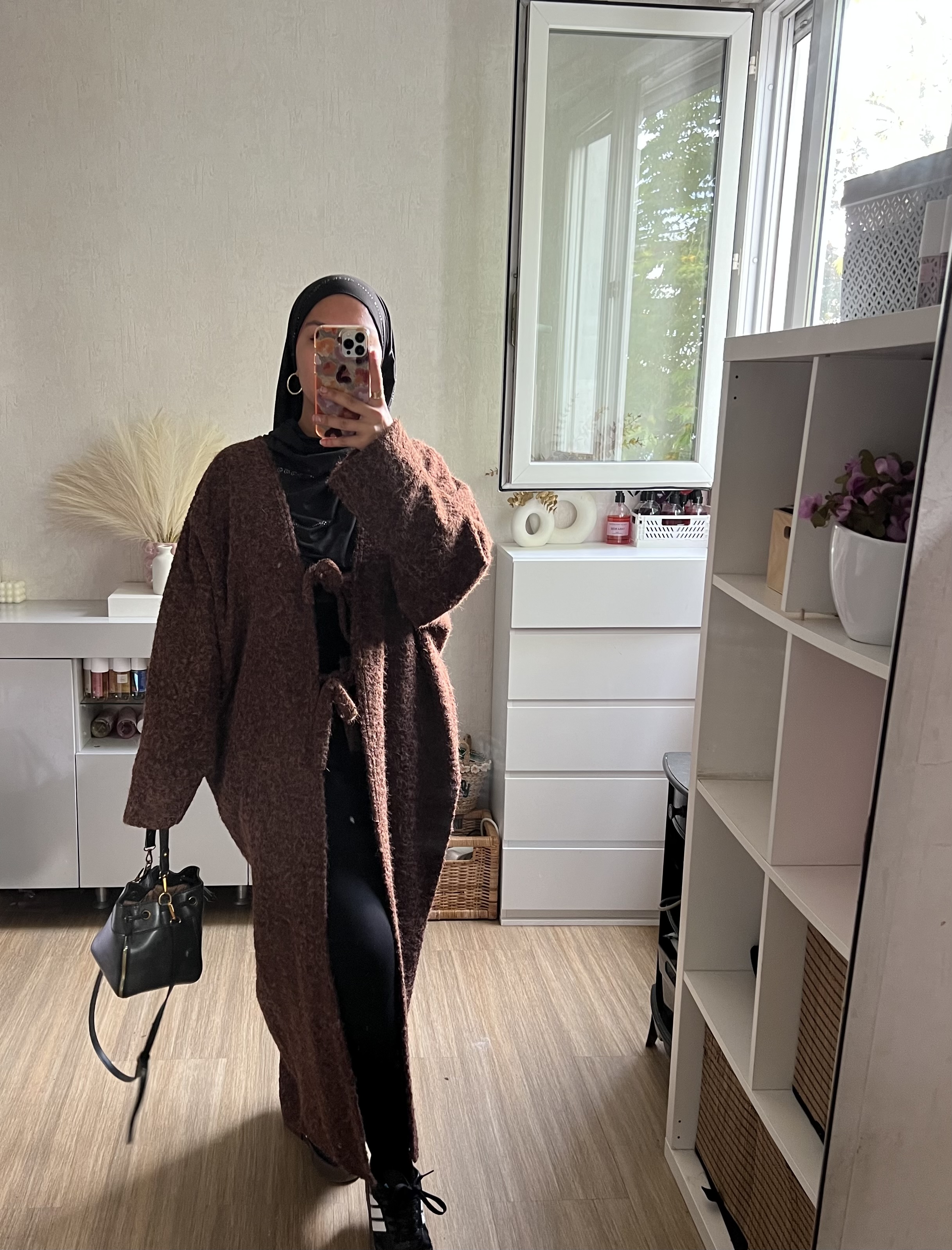 Long gilet manteau à nouer 