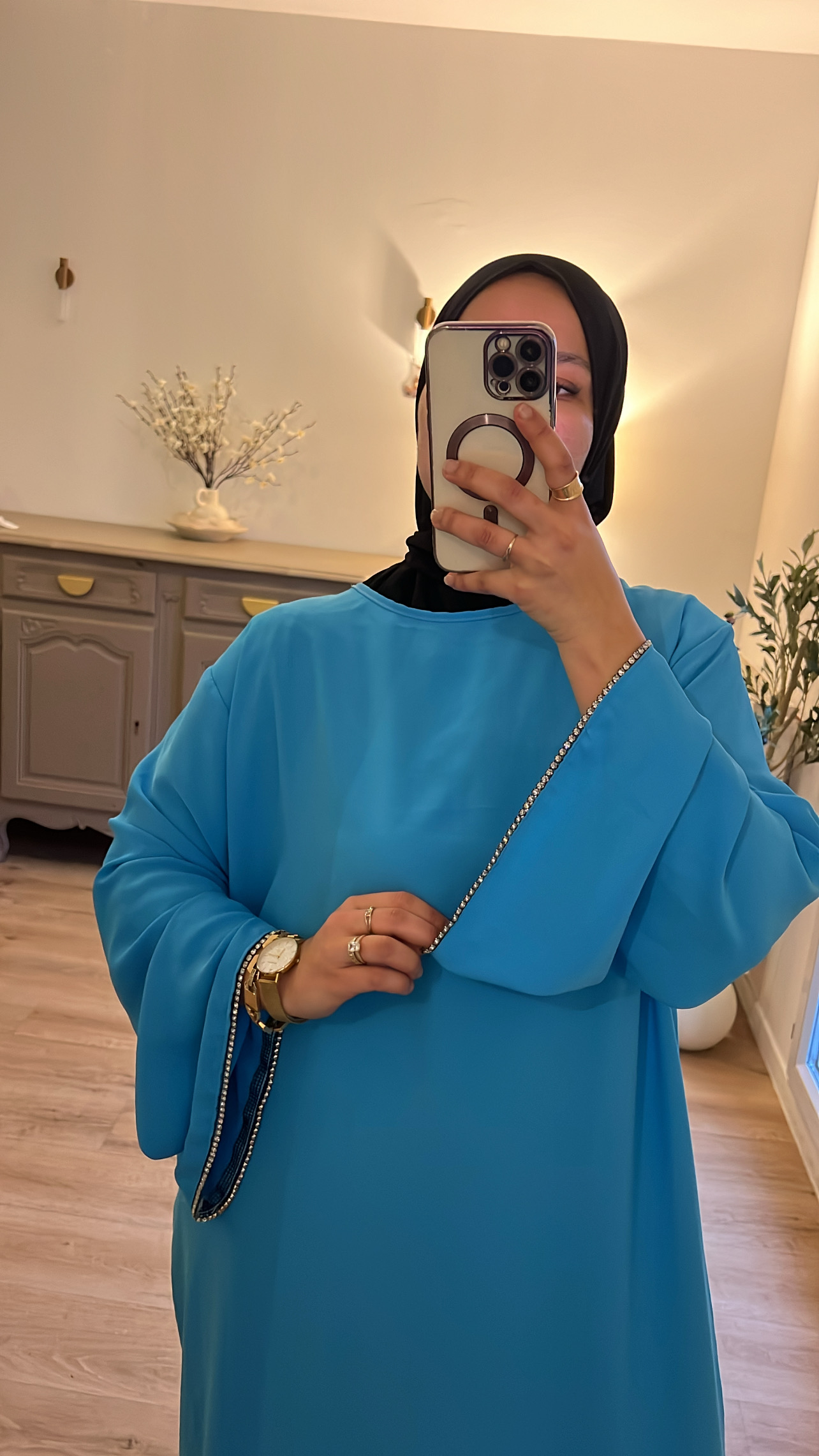 ABAYA MANCHES STRASS