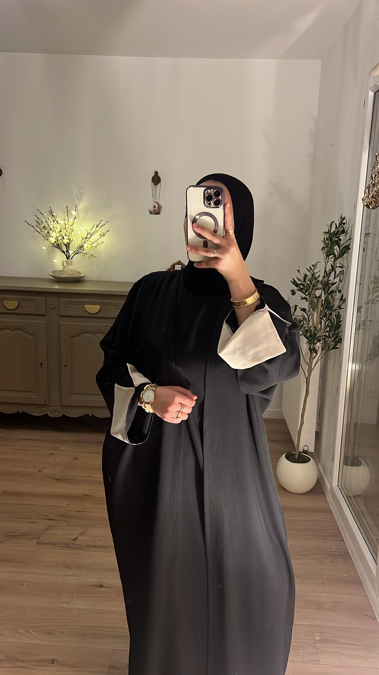 Abaya kimono bicolore 