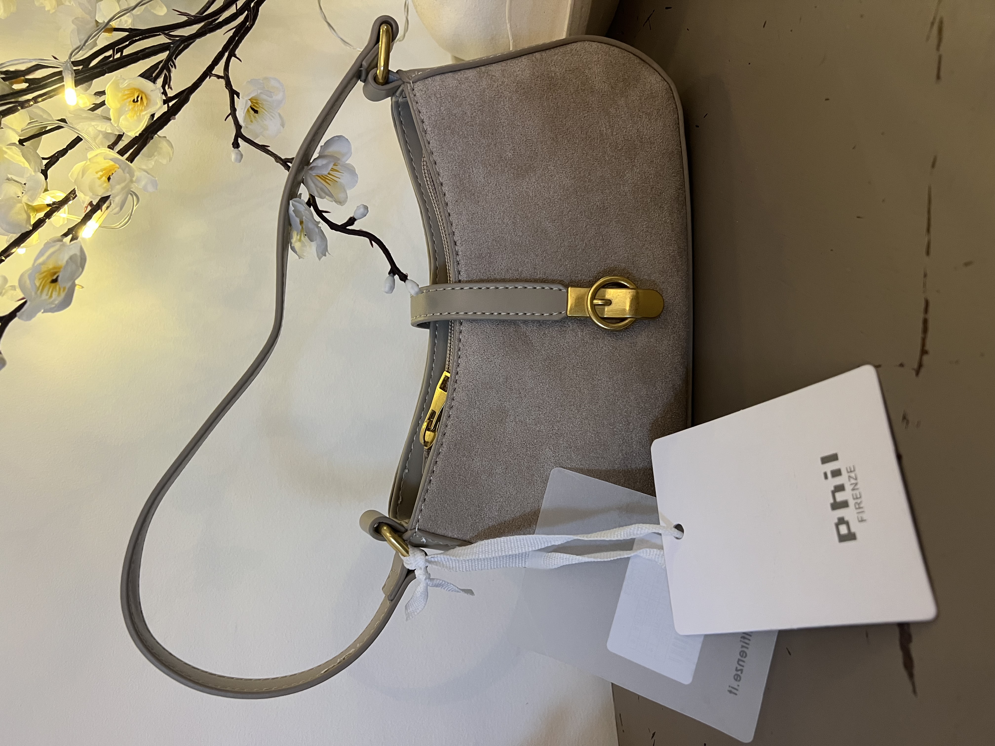 Sac avec fermeture doré effet daim