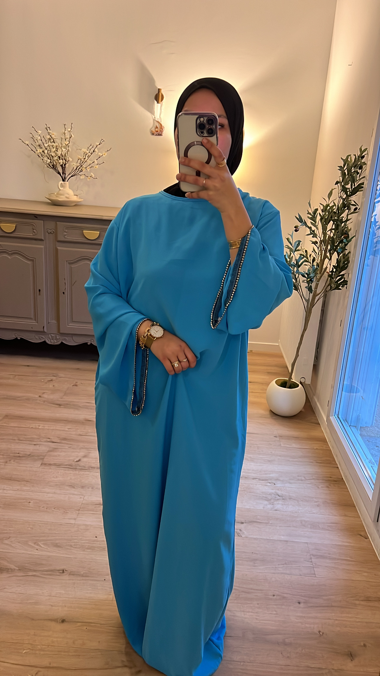 ABAYA MANCHES STRASS