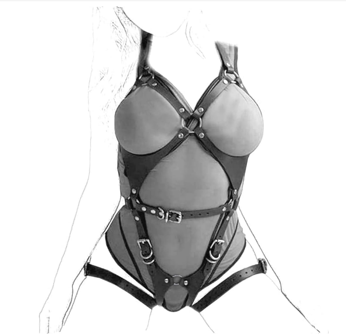 Faux Leder Harness Lingerie Bondageset Riemenbody Brustgurte Fetisch Erotik Reizwäsche SM Fesseln Sexspielzeug für Frauen