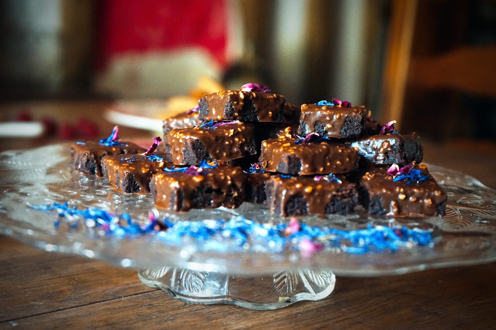Minis brownies nappé au chocolat et pralin