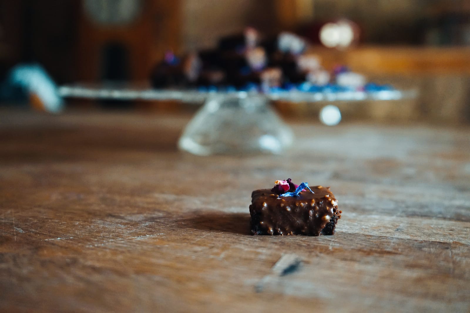 Minis brownies nappé au chocolat et pralin