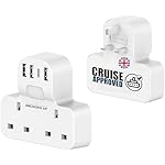 Cruise Approved 7-in-1 Travel Adapter – Non Surge for Cruise Ships – 4 USB Ports and Night Light – Works on Marella, MSC, Carnival, Princess, NCL, Disney – Cruise Essential (US Plug)