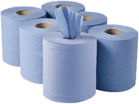 H-Line Blue Rolls Centrefeed 2 Ply Embossed Blue Roll Paper Towel Tissue (Pack of 6)