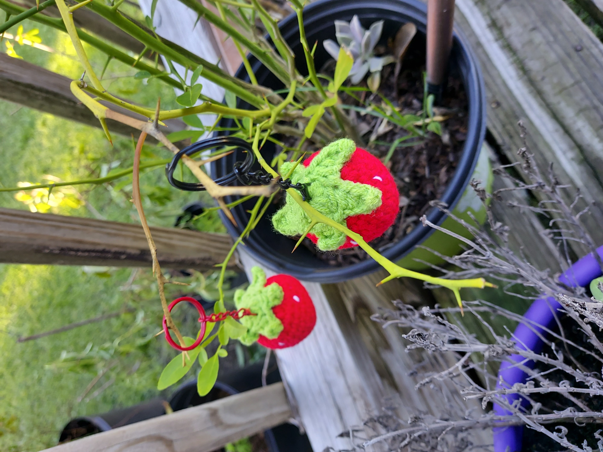Handmade Crochet Strawberry Keychain