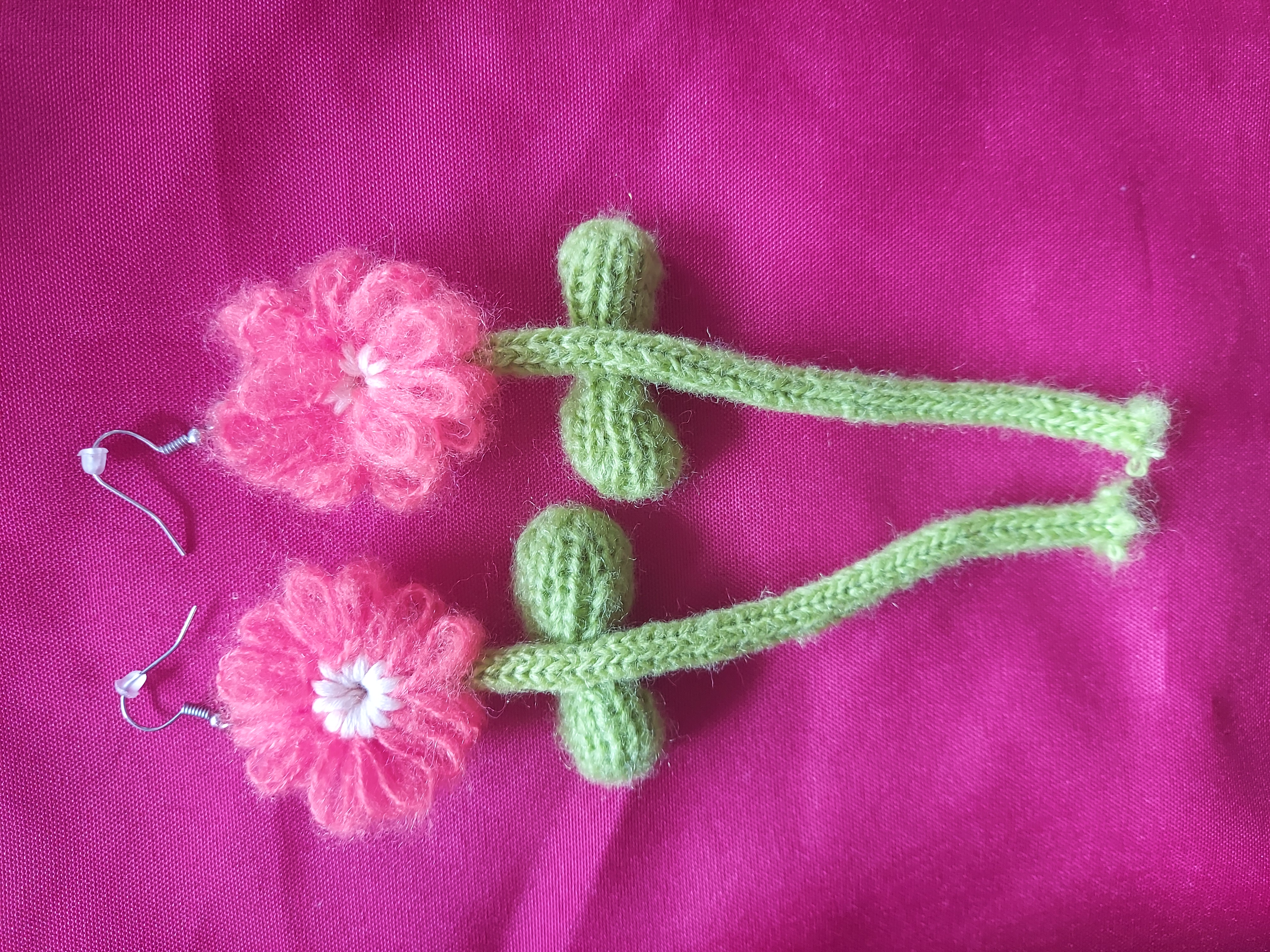 Knitted Flower Earrings